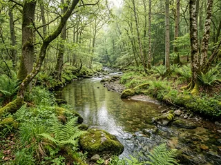 SynthID removed: Woodland stream and foliage