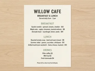 Original image: Café menu and fine print